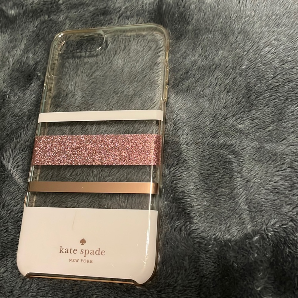 KATE SPADE 7 plus phone case pink and white striped